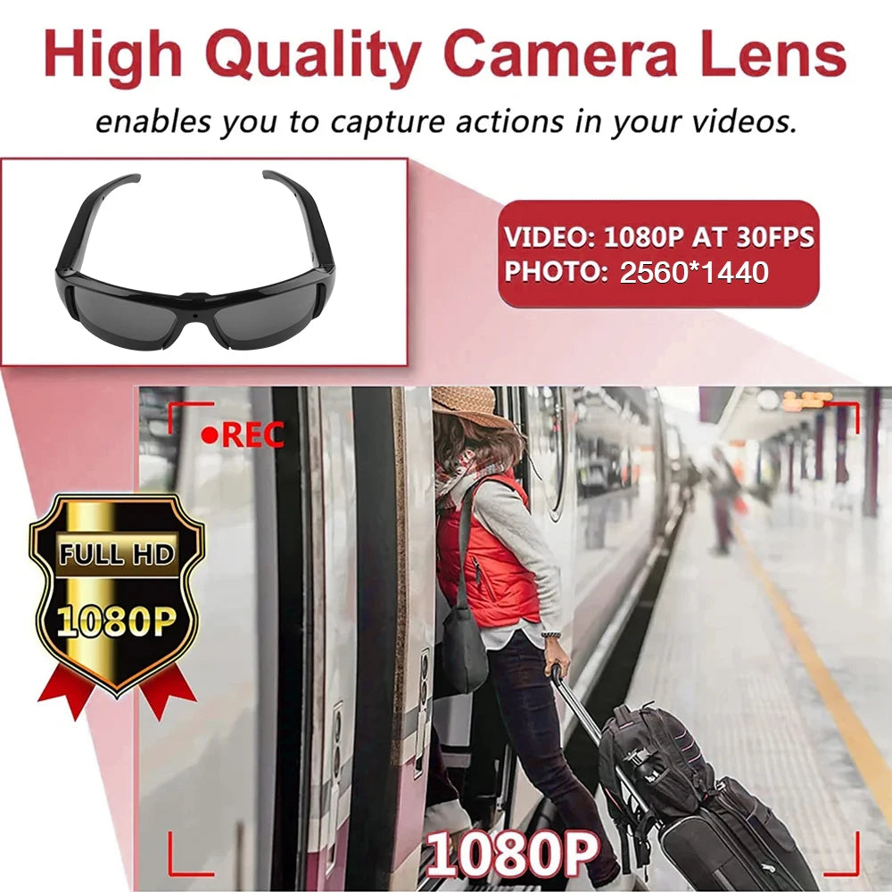 HD 1080P Mini Camcorder Glasses Camera For  For Driving Polarized Sunglasses Sports Camera Driving Cycling Video Recorder