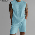 Summer Izzy Pleated Sleeveless Tank men beach shorts set