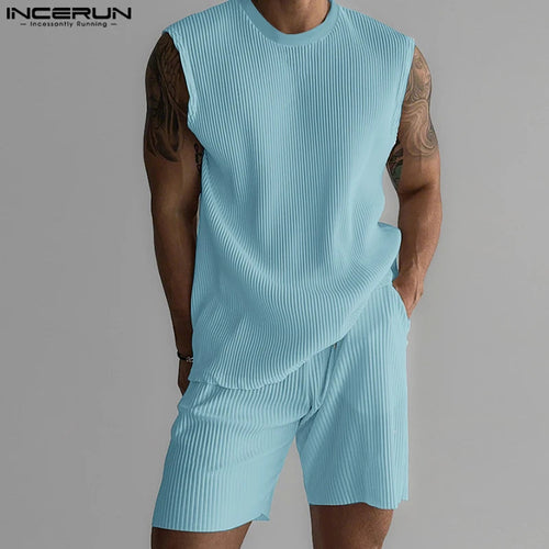 Summer Izzy Pleated Sleeveless Tank men beach shorts set