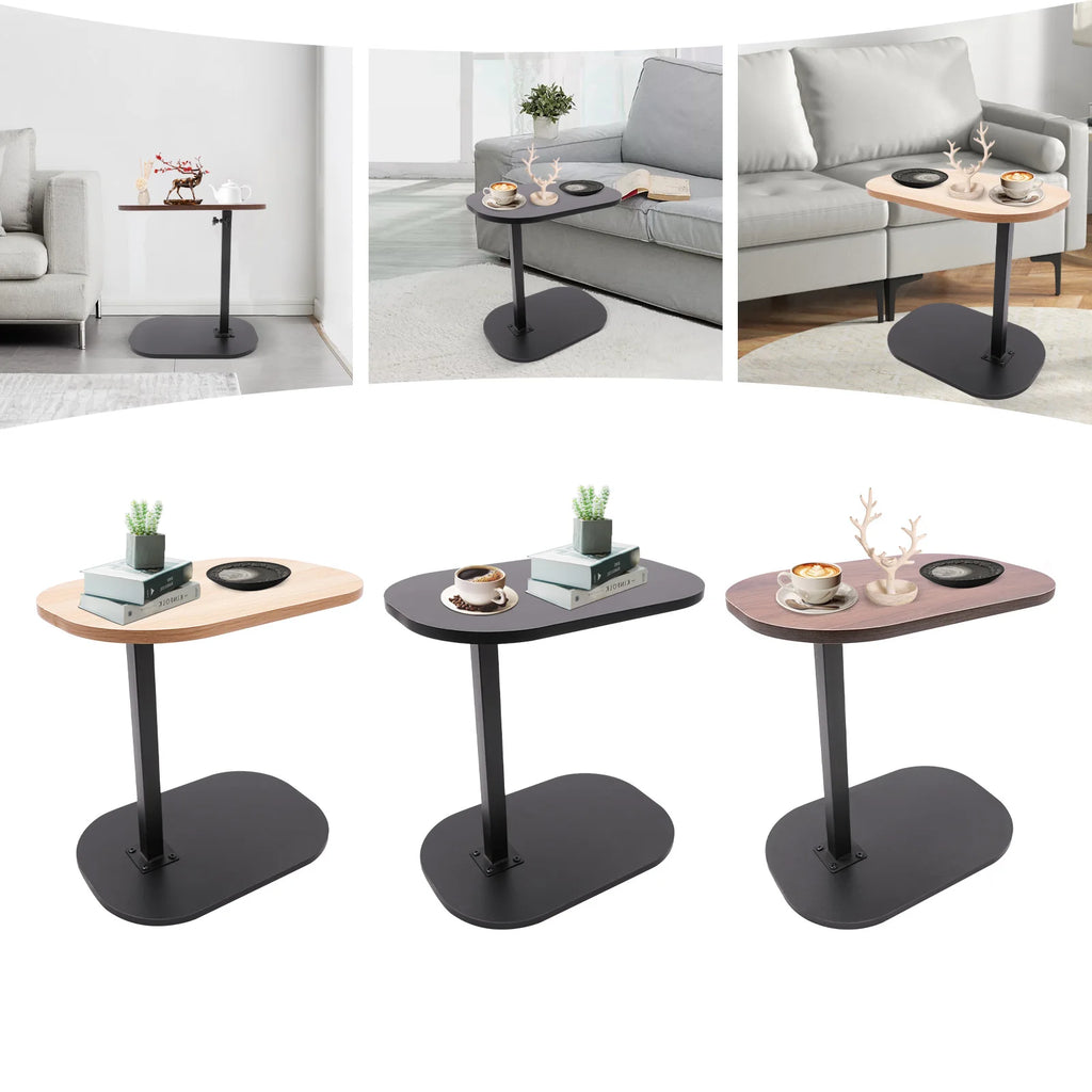 C Shaped Side Table Adjustable Height Compact Coffee Table 360 Rotatable Desktop Surface Modern Light Luxury Style