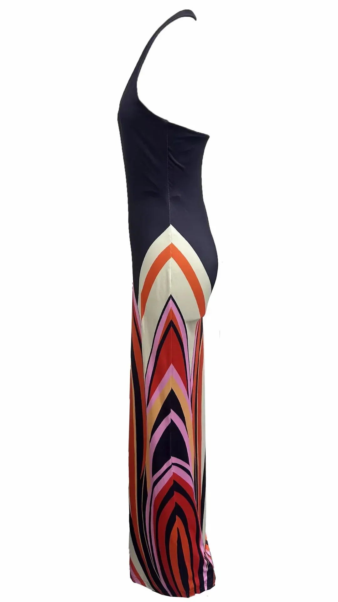 Fashion Solid Striped Patchwork Halter Maxi Dress Women's Sexy U-neck Waist-cinching Dresses 2026 Summer Party Holiday Vestidos