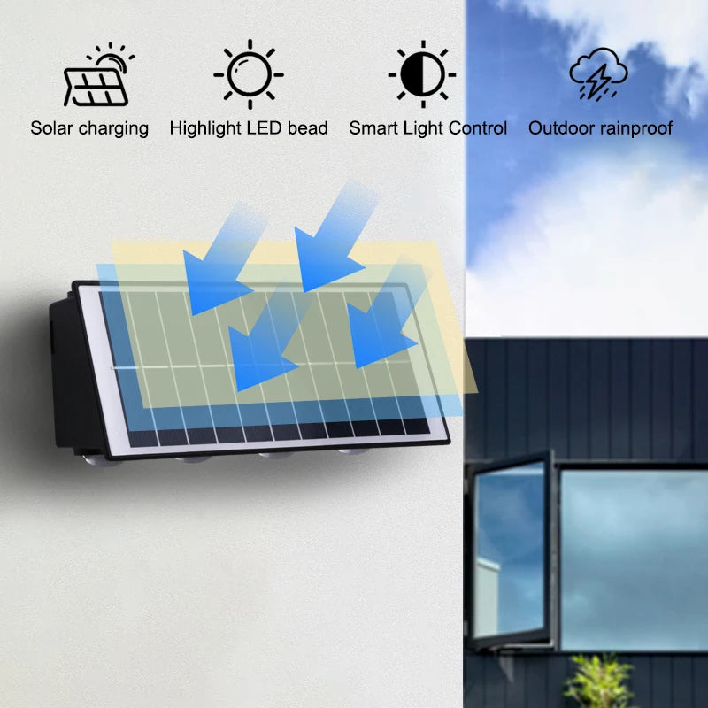 Modern Minimalist Solar Wall Light 4/6/8 LED Outdoor Waterproof Ip65 Garden Hallway Balcony Up and Down Light Wall Light