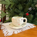 ins style retro flower ceramic cups and saucers, hand-squeezed irregular coffee cups and saucers, afternoon tea cups and saucers