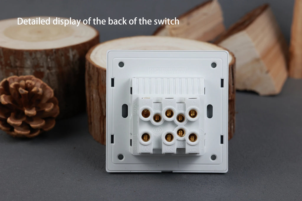 YINKA Crystal Tempered Glass Switch Panel LED Indicator 1 2 3 4 Gang/1 2 Way Self-reset Switch Button Light Switch Wall Switch