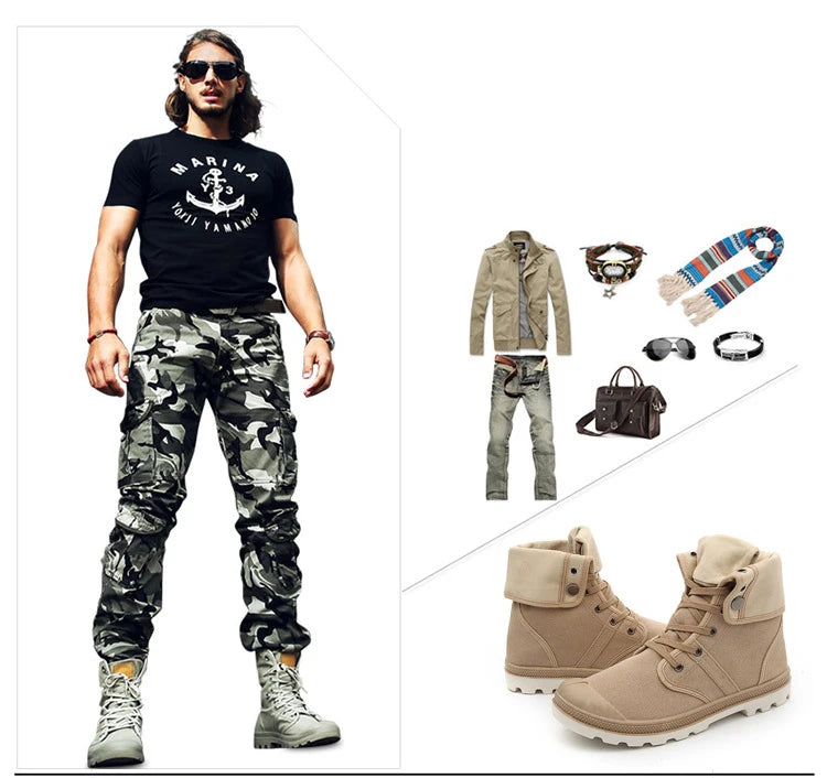 2023 Army Green Men's Canvas Boots High Top Deodorant Women's Denim Casual Sneakers Button Walking Zapatillas