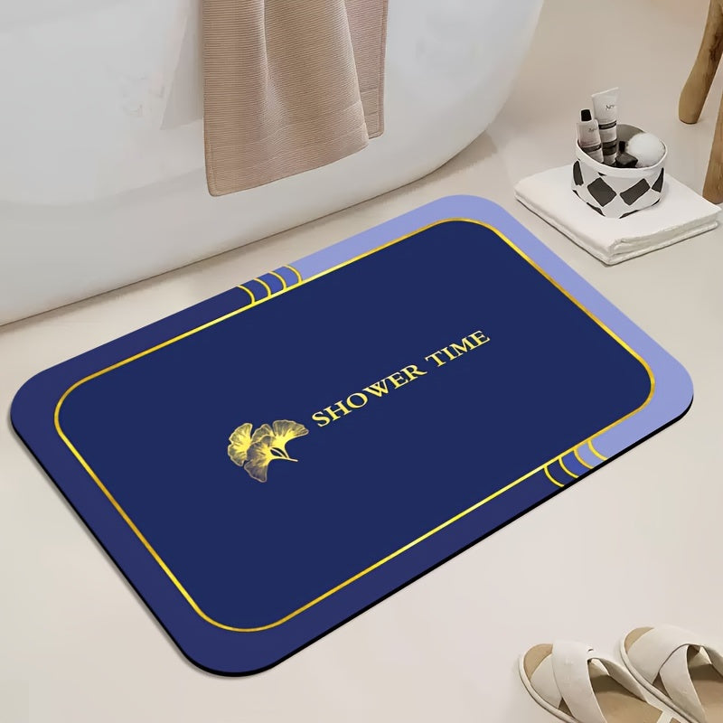 1pc Quick- Bathroom Mat Bath Rug Mat - Non-Slip, Absorbent Diatom Mud Floor Rug with Geometric Design for Shower & Entryway Bath