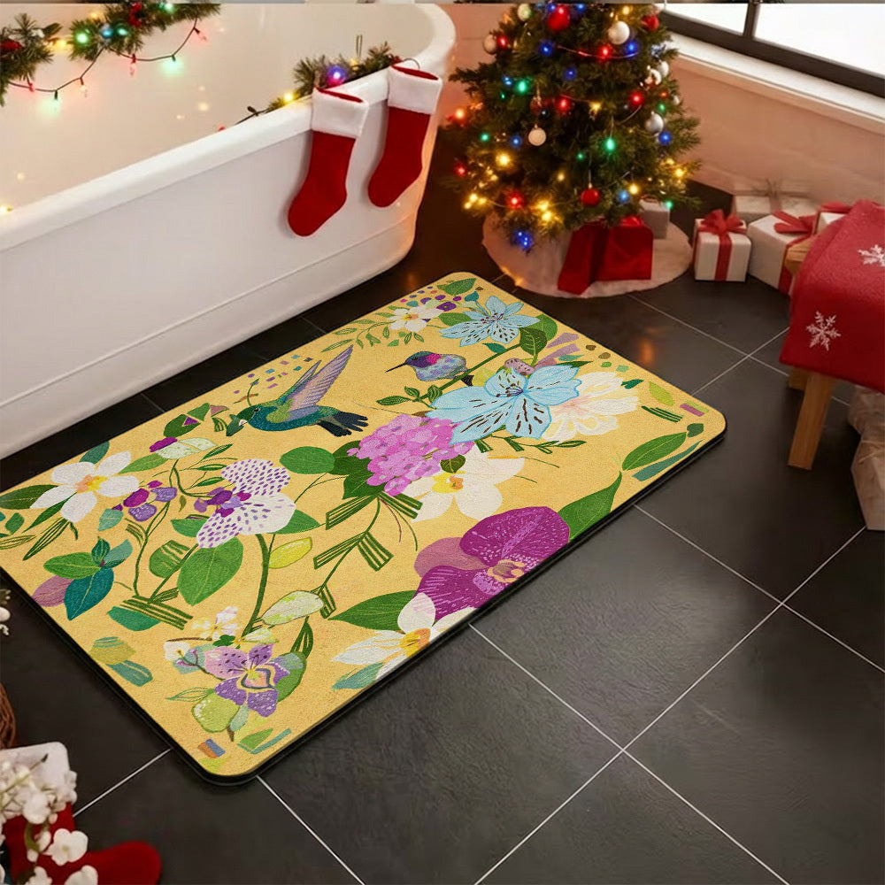 1pc Quick- Bathroom Mat Bath Rug Mat - Non-Slip, Absorbent Diatom Mud Floor Rug with Geometric Design for Shower & Entryway Bath