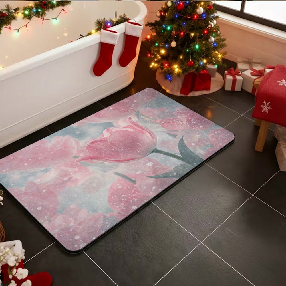 1pc Quick- Bathroom Mat Bath Rug Mat - Non-Slip, Absorbent Diatom Mud Floor Rug with Geometric Design for Shower & Entryway Bath